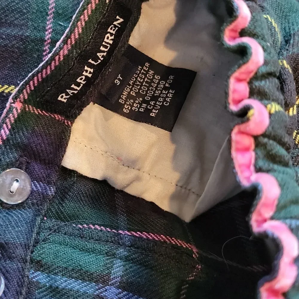 3T girls Ralph Lauren plaid pants 💚💗